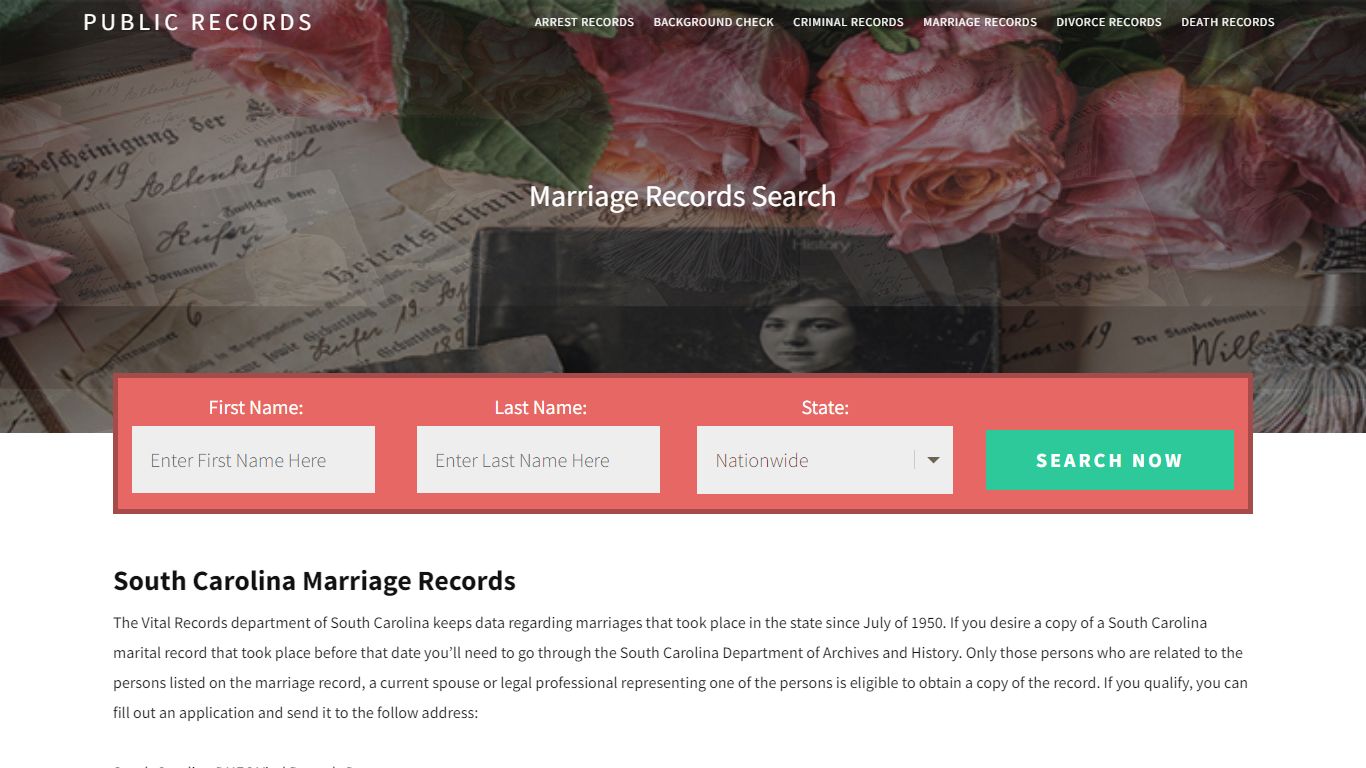 South Carolina Marriage Records | Enter Name and Search. 14Days Free