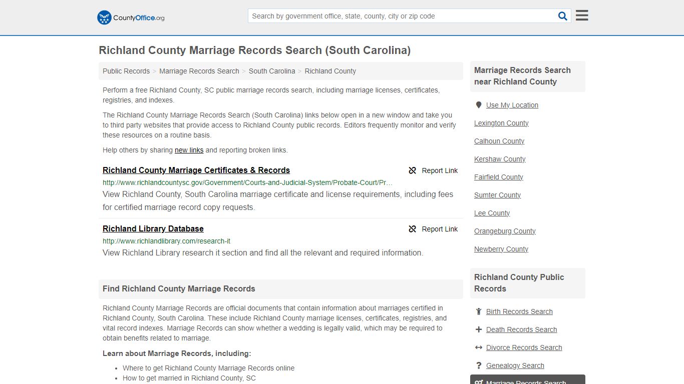 Marriage Records Search - Richland County, SC (Marriage Licenses ...